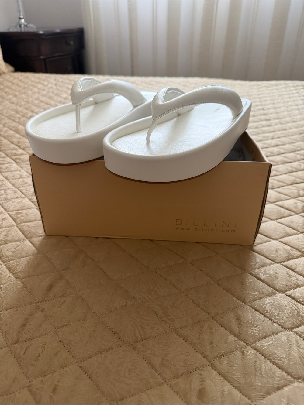 Billini White Padded Platform Thong Sandals